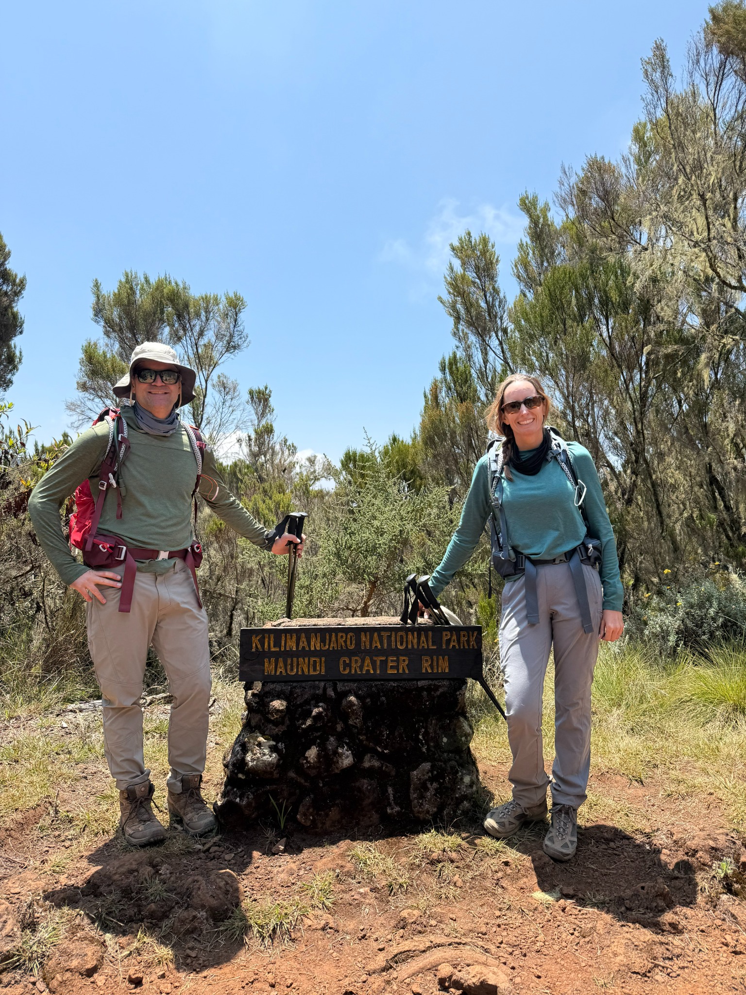 Dr. Brannan and his wife hiking in Kilimanjaro National Park
